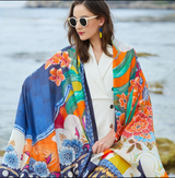 Anyyou 100% Mulberry Silk Blue Scarf Women Luxury Long Shawl – Beach Wear, Swimwear Cover Up, Pashmina Face Shield Foulard Fashion Accessory
