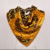 Anyyou Fashion Premium Satin Square Scarf – Gold Black Silk-Feel Neckwrap for Women