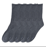 Anyfootwear 5 Pairs Unisex Long Cotton Socks Size 10-14 Dark Grey High Quality Office Business Sports Skateboard Knitted Casual Solid Color Socks