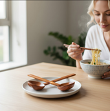 Anygleam Brown 2pcs Wooden Ladle Food Kitchen Tableware