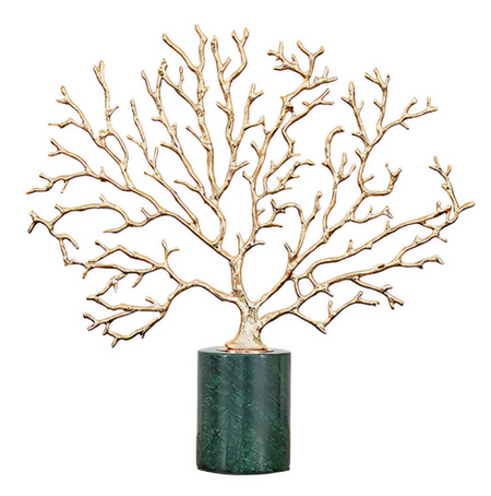 ANYHOUZ Luxury Gold Metal Tabletop Decor – Tree Snowflake Sculpture for Living Room, House Display & Elegant Crafts Ornaments