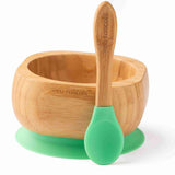 Bamboo Baby Suction Bowl and Spoon Set - Green