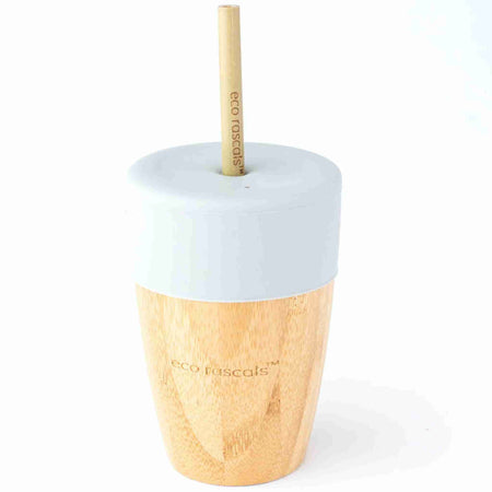 Bamboo Cup with Two Straws - Grey