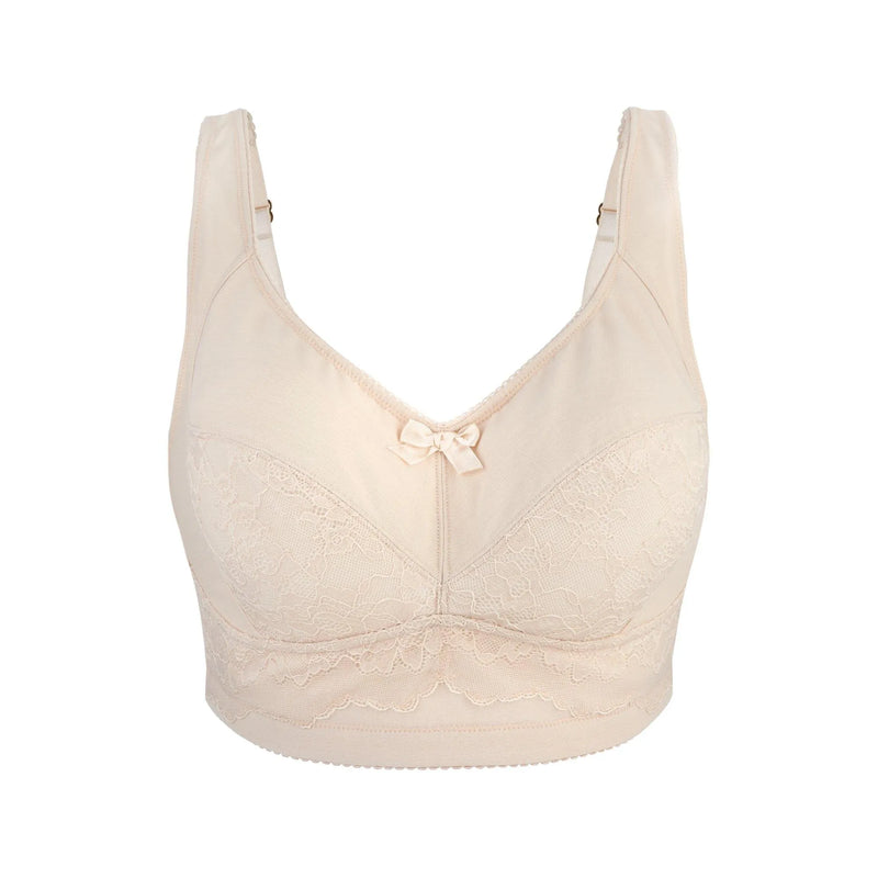 Silk & Organic Cotton Back Support Bra (Almond Peach & Pagent Blue) - Juliemay Lingerie