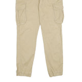 YOURTURN Mens Regular Fit Beige Cargo Trousers W34 L30 Cotton Blend Zip Pockets