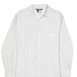 LAUREN RALPH LAUREN Womens White Striped Shirt Dress Cotton Blend Long Sleeve XS