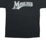 MAJESTIC Mens Black Marlins Graphic T-Shirt L Short Sleeve Crew Neck Delgado 25