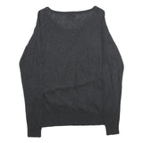 CHICOREE Womens Black Plain Jumper Crew Neck Basic Knit M Lightweight Cotton