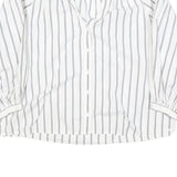 LEVI'S Womens White Blue Stripe Shirt Long Sleeve Button Neck XL Cotton Blend