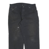 DICKIES Mens Cotton Blend Black Relaxed Loose Fit Trousers W36 L30 Workwear