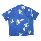 PACIFICA Mens Blue Floral Print Shirt 2XL Short Sleeve Polyester Blend Casual