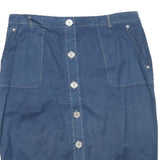ELANA MIRO Womens Blue Cotton Blend Button Midi Skirt XL Casual Classic Style