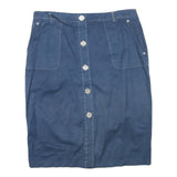 ELANA MIRO Womens Blue Cotton Blend Button Midi Skirt XL Casual Classic Style