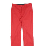SWISS SKILLS Womens Cotton Blend Red Regular Straight Trousers W28 L34 Stylish