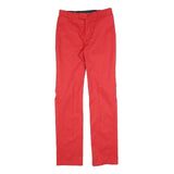 SWISS SKILLS Womens Cotton Blend Red Regular Straight Trousers W28 L34 Stylish