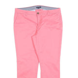 TOMMY HILFIGER Womens Cotton Blend Pink Slim Straight Trousers W34 L28 Stylish