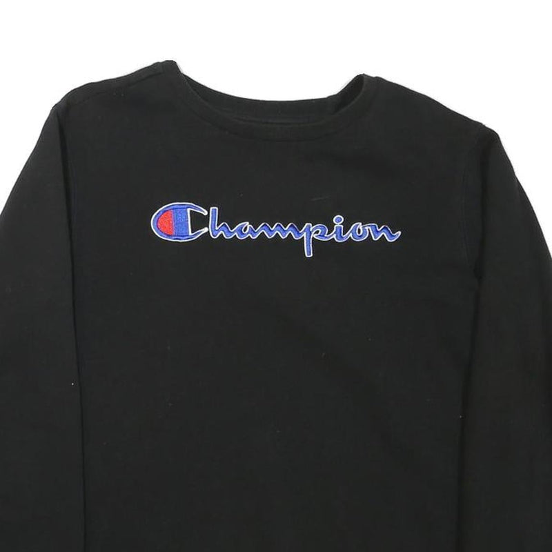 CHAMPION Boys Black Crew Neck XL Cotton Blend Pullover Sweatshirt Logo
