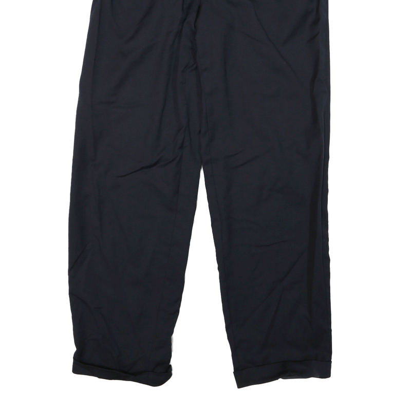 Mens Regular Fit Black Polyester Button Closure Trousers W32 L32 Classic