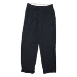 Mens Regular Fit Black Polyester Button Closure Trousers W32 L32 Classic