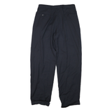 Mens Regular Fit Black Polyester Button Closure Trousers W32 L32 Classic