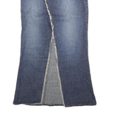 SCOTT Womens Blue Denim Midi Cotton Skirt S Frayed Front Split Casual