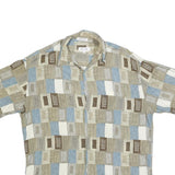 PIERRE CARDIN Mens Beige Blue Casual Rayon Shirt L Summer Patterned