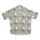 PIERRE CARDIN Mens Beige Blue Casual Rayon Shirt L Summer Patterned