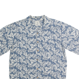 ROUNDTREE & YORKE Mens Blue & White Leaf Print Cotton Shirt M Casual Summer