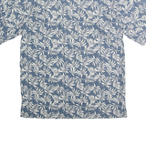 ROUNDTREE & YORKE Mens Blue & White Leaf Print Cotton Shirt M Casual Summer