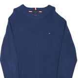 TOMMY HILFIGER Mens Blue Crew Neck Patterned Jumper Cotton Blend XL Pullover