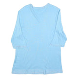 DI STRICK Womens Blue Patterned Cotton Blend Jumper Crew Neck Regular UK 12