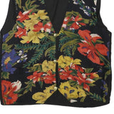 Womens Black Linen Blend Floral Button Jacket XXS Lightweight Relaxed Fit