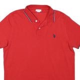 U.S. POLO ASSN Mens Red Short Sleeve Plain Polo Shirt L Cotton Blend Classic