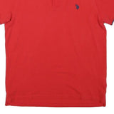 U.S. POLO ASSN Mens Red Short Sleeve Plain Polo Shirt L Cotton Blend Classic