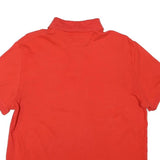 TOMMY HILFIGER Mens Red Short Sleeve Plain Polo Shirt L Cotton Blend Casual