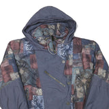 TSU Womens Blue & Multi Patchwork Polyester Blend Jacket M Zip Hooded