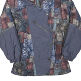 TSU Womens Blue & Multi Patchwork Polyester Blend Jacket M Zip Hooded