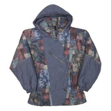 TSU Womens Blue & Multi Patchwork Polyester Blend Jacket M Zip Hooded