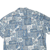 PRIDE Mens Blue & Cream Patterned Cotton Blend Casual Shirt L Short Sleeve