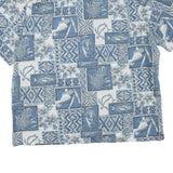 PRIDE Mens Blue & Cream Patterned Cotton Blend Casual Shirt L Short Sleeve