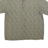 CLAIBORNE Mens Green Patterned Cotton Blend Shirt L Short Sleeve Casual