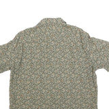 CLAIBORNE Mens Green Patterned Cotton Blend Shirt L Short Sleeve Casual