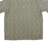 CLAIBORNE Mens Green Patterned Cotton Blend Shirt L Short Sleeve Casual