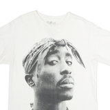 TUPAC Mens White Graphic T-Shirt M Short Sleeve Crew Neck Cotton Comfort