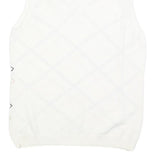 IZOD Womens White Sleeveless Patterned V Neck Basic Knit Jumper L Cotton