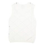 IZOD Womens White Sleeveless Patterned V Neck Basic Knit Jumper L Cotton