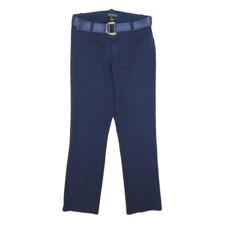 LAUREN RALPH LAUREN Womens Navy Cotton Blend Regular Fit Straight Leg Trousers