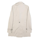 ZARA Womens Cream Button Cotton Blend Trench Jacket S Lightweight Classic