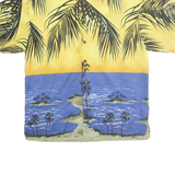 MAUI MAUI Mens Yellow & Blue Tropical Print Shirt L Hawaiian Polyester Casual