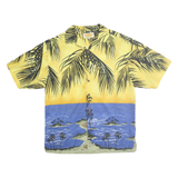 MAUI MAUI Mens Yellow & Blue Tropical Print Shirt L Hawaiian Polyester Casual